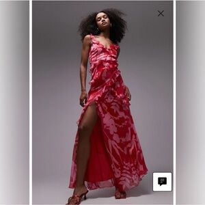 Topshop ruffle cami maxi slip dress floral